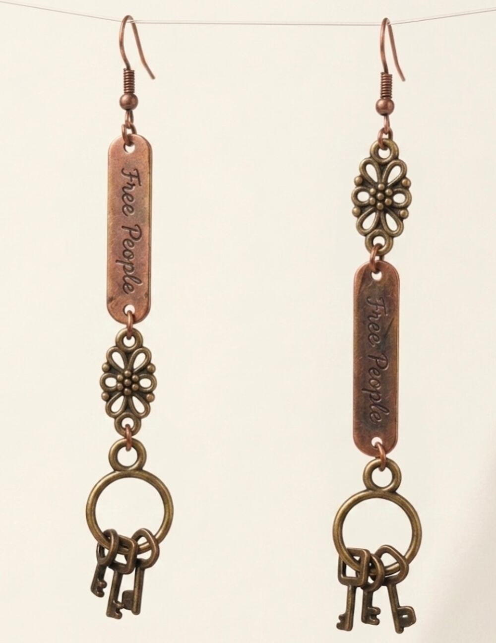 Keeper's Secret Free People Mismatched Key Earrings - Picture 1 of 10